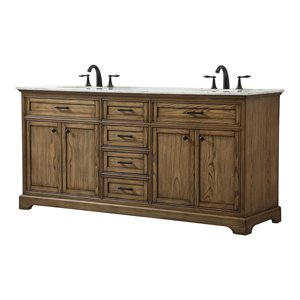 Elegant Decor Americana 72&quot Aluminum Alloy Double Bathroom Vanity in Driftwood