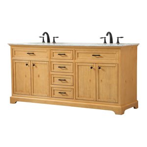 Elegant Decor Americana 72&quot Aluminum MDF Double Bathroom Vanity in Natural Wood