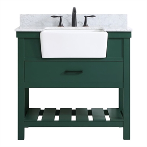 Elegant Decor Clement 36&quot Wood Single Bathroom Vanity with Backsplash in Green