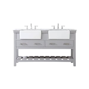 Elegant Decor Clement 60&quot Wood Double Bathroom Vanity in Black