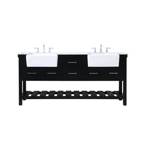 Elegant Decor Clement 72&quot Wood Double Bathroom Vanity in Black