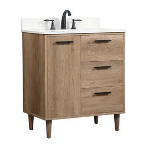 Elegant Decor Baldwin 30&quot Single Bathroom Vanity with Backsplash in Natural Oak
