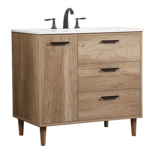 Elegant Decor Baldwin 36&quot Aluminum MDF Single Bathroom Vanity in Natural Oak