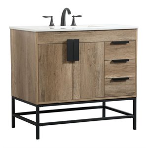 Elegant Decor Eugene 36&quot Aluminum MDF Single Bathroom Vanity in Natural Oak
