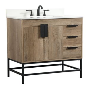 Elegant Decor Eugene 36&quot Single Bathroom Vanity with Backsplash in Natural Oak