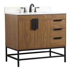 Elegant Decor Eugene 36&quot Single Bathroom Vanity with Backsplash in Walnut Brown