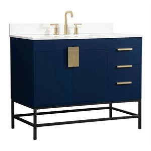 Elegant Decor Eugene 42&quot MDF Single Bathroom Vanity with Backsplash in Blue