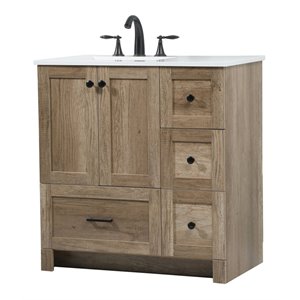 Elegant Decor Soma 32&quot Aluminum MDF Single Bathroom Vanity in Natural Oak