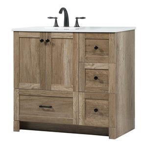 Elegant Decor Soma 36&quot Aluminum MDF Single Bathroom Vanity in Natural Oak
