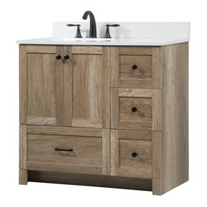 Elegant Decor Soma 36&quot MDF Single Bathroom Vanity with Backsplash in Natural Oak