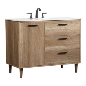 Elegant Decor Baldwin 42&quot Aluminum MDF Single Bathroom Vanity in Natural Oak
