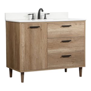 Elegant Decor Baldwin 42&quot Single Bathroom Vanity with Backsplash in Natural Oak