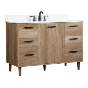 Elegant Decor Baldwin 48&quot Wood Single Bathroom Vanity with Backsplash in Oak