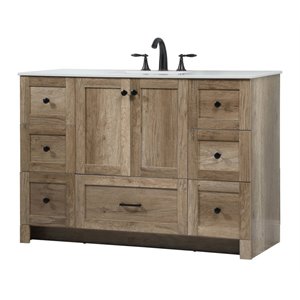Elegant Decor Soma 48&quot Aluminum MDF Single Bathroom Vanity in Natural Oak