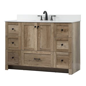Elegant Decor Soma 48&quot MDF Single Bathroom Vanity with Backsplash in Natural Oak