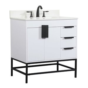 Elegant Decor Eugene 32&quot MDF Single Bathroom Vanity with Backsplash in White
