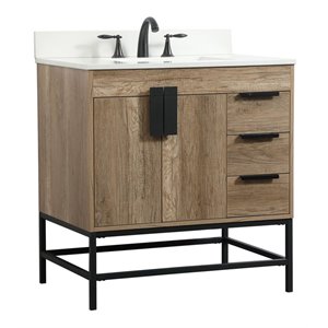 Elegant Decor Eugene 32&quot Single Bathroom Vanity with Backsplash in Natural Oak