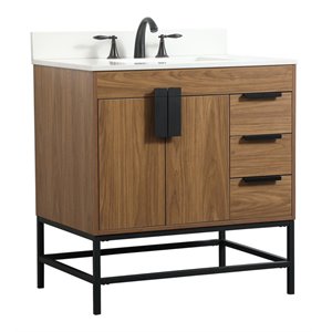 Elegant Decor Eugene 32&quot Single Bathroom Vanity with Backsplash in Walnut Brown