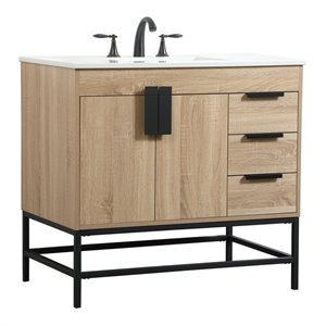 Elegant Decor Eugene 36&quot Aluminum MDF Single Bathroom Vanity in Mango Wood