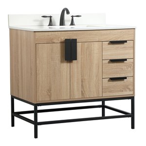 Elegant Decor Eugene 36&quot Single Bathroom Vanity with Backsplash in Mango Wood