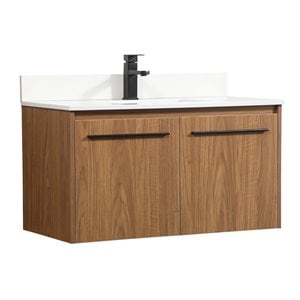 Elegant Decor Penn 36&quot Single Bathroom Vanity with Backsplash in Walnut Brown