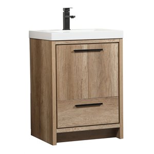 Elegant Decor Wyatt 24&quot Aluminum MDF Single Bathroom Vanity in Natural Oak