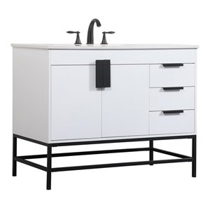 Elegant Decor Eugene 42&quot Aluminum MDF Single Bathroom Vanity in White