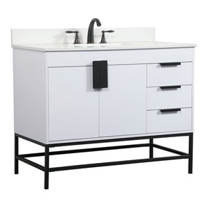 Elegant Decor Eugene 42&quot MDF Single Bathroom Vanity with Backsplash in White