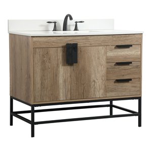 Elegant Decor Eugene 42&quot Single Bathroom Vanity with Backsplash in Natural Oak