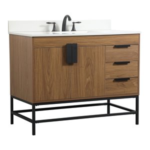 Elegant Decor Eugene 42&quot Single Bathroom Vanity with Backsplash in Walnut Brown