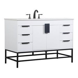 Elegant Decor Eugene 48&quot Aluminum MDF Single Bathroom Vanity in White