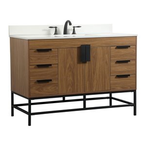 Elegant Decor Eugene 48&quot Single Bathroom Vanity with Backsplash in Walnut Brown