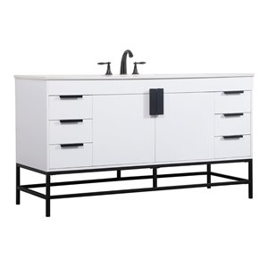 Elegant Decor Eugene 60&quot Aluminum MDF Single Bathroom Vanity in White