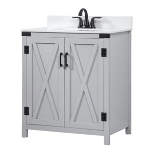 Elegant Decor Grant 30&quot MDF Single Bathroom Vanity with Backsplash in Gray