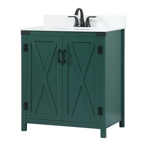Elegant Decor Grant 30&quot MDF Single Bathroom Vanity with Backsplash in Green