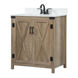 Elegant Decor Grant 30&quot Single Bathroom Vanity with Backsplash in Natural Oak