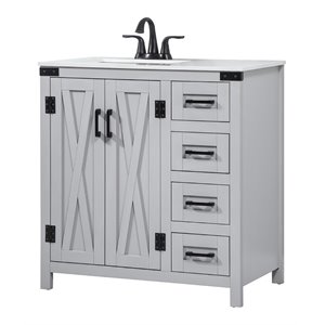 Elegant Decor Grant 32&quot Aluminum MDF Single Bathroom Vanity in Gray