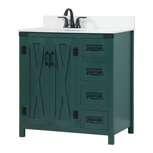 Elegant Decor Grant 32&quot MDF Single Bathroom Vanity with Backsplash in Green