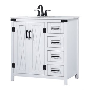 Elegant Decor Grant 32&quot Aluminum MDF Single Bathroom Vanity in White