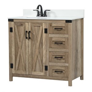 Elegant Decor Grant 36&quot Single Bathroom Vanity with Backsplash in Natural Oak