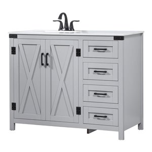 Elegant Decor Grant 42&quot Aluminum MDF Single Bathroom Vanity in Gray