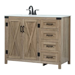 Elegant Decor Grant 42&quot Aluminum MDF Single Bathroom Vanity in Natural Oak