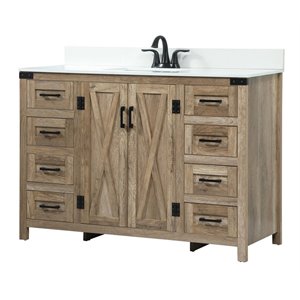 Elegant Decor Grant 48&quot Single Bathroom Vanity with Backsplash in Natural Oak
