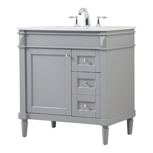 Elegant Decor Bennett 32&quot Aluminum MDF Single Bathroom Vanity in Gray