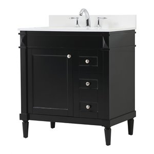 Elegant Decor Bennett 32&quot MDF Single Bathroom Vanity with Backsplash in Black