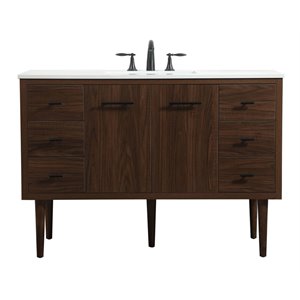 Elegant Decor Cyrus 48&quot Aluminum MDF Single Bathroom Vanity in Walnut
