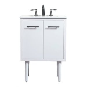 Elegant Decor Cyrus 24&quot Aluminum MDF Single Bathroom Vanity in White