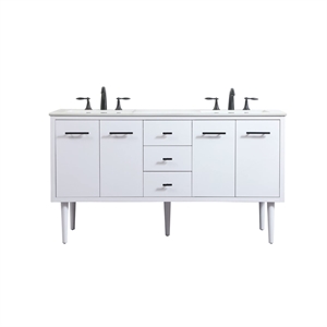Elegant Decor Cyrus 60&quot Aluminum MDF Single Bathroom Vanity in White