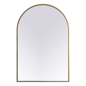 Elegant Decor Ayra 24x36&quot Arch Modern MDF Wood/Iron Mirror in Brass