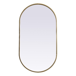 Elegant Decor Asha 20x36&quot Oval Modern MDF Wood/Iron Mirror in Brass